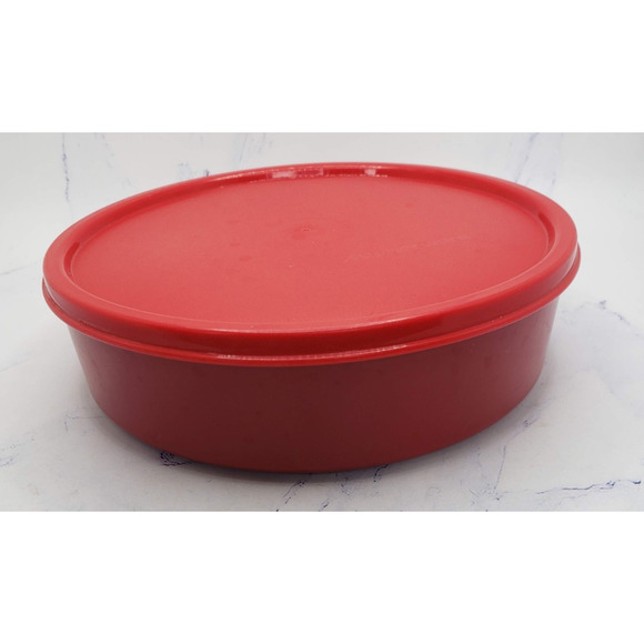 Tupperware 1405-27 Round Maroon Wonder Bowl With Red Butterfly Tab Lid 3131B-3 - Picture 4 of 12